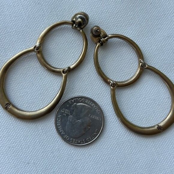 LAUREN RALPH LAUREN Antique Bronze Double Circle EARRINGS - Picture 9 of 9